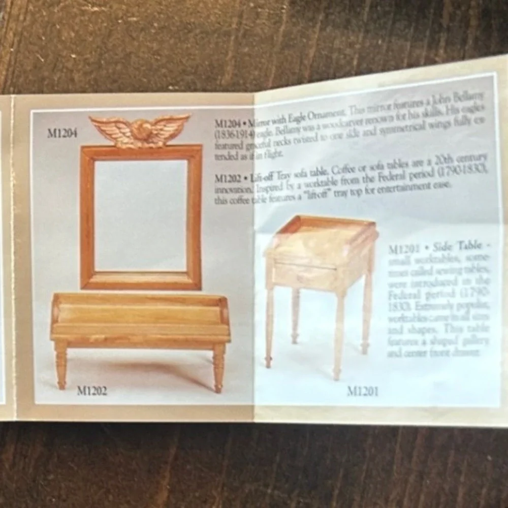Concord Museum Folk Art Miniature Lift-off Tray‎ Sofa Table M1202 Wood Dollhouse